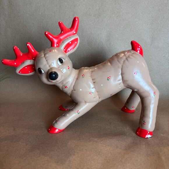 Vintage Hand Painted Ceramic Reindeer - Picture 1 of 4